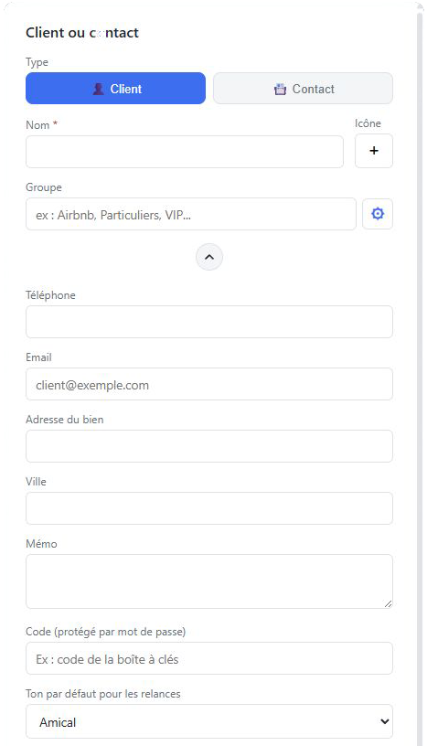 Fiche client