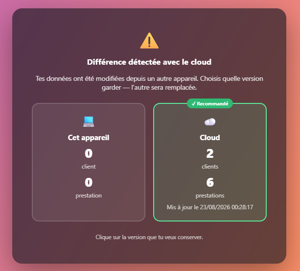 Récupération des données depuis le cloud sur un nouvel appareil